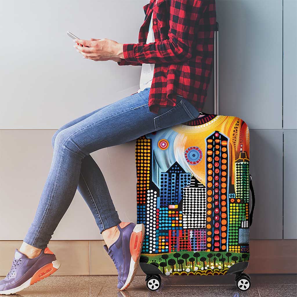 The Gold Coast Queensland Luggage Cover Australian Landscapes Aboriginal Dot Painting