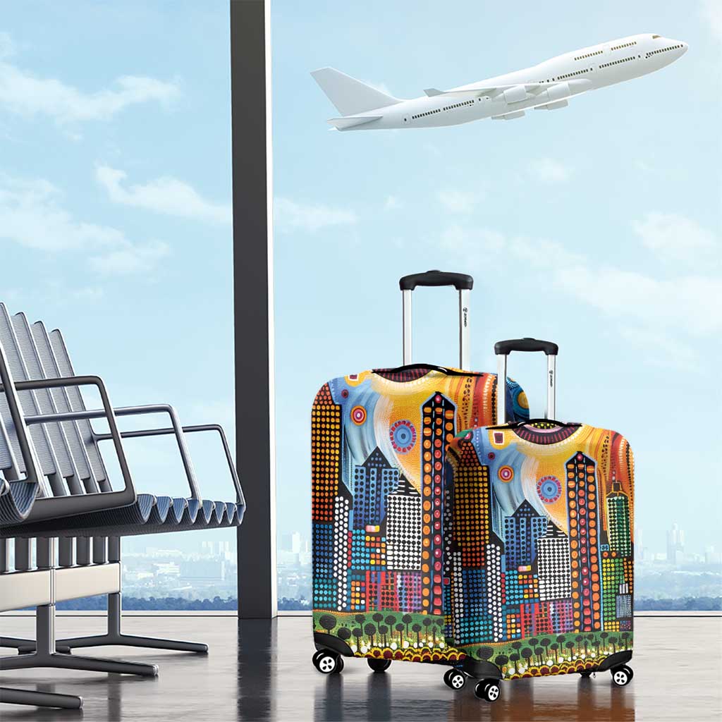 The Gold Coast Queensland Luggage Cover Australian Landscapes Aboriginal Dot Painting