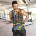 The Gold Coast Queensland Men Tank Top Australian Landscapes Aboriginal Dot Painting