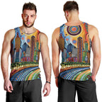 The Gold Coast Queensland Men Tank Top Australian Landscapes Aboriginal Dot Painting