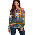 The Gold Coast Queensland Off Shoulder Sweater Australian Landscapes Aboriginal Dot Painting
