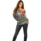 The Gold Coast Queensland Off Shoulder Sweater Australian Landscapes Aboriginal Dot Painting