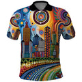 The Gold Coast Queensland Polo Shirt Australian Landscapes Aboriginal Dot Painting