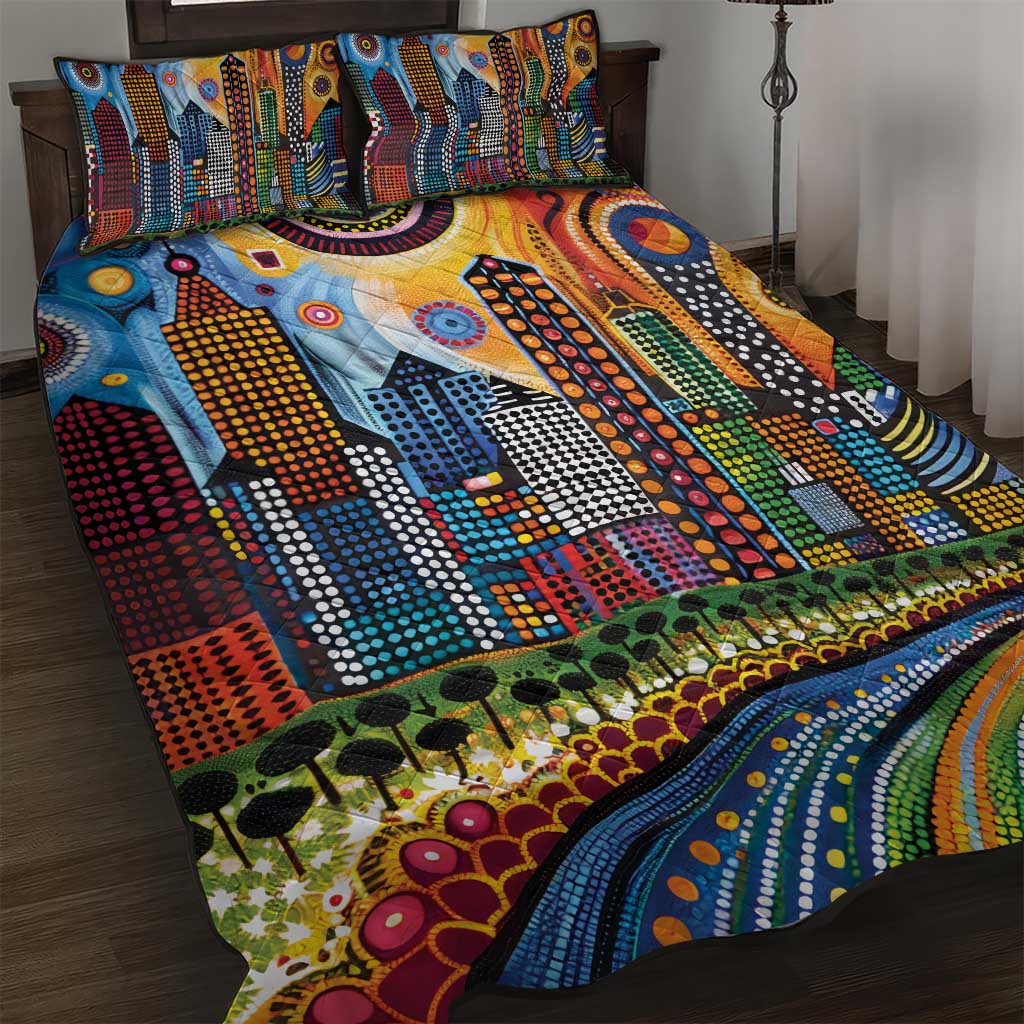 The Gold Coast Queensland Quilt Bed Set Australian Landscapes Aboriginal Dot Painting