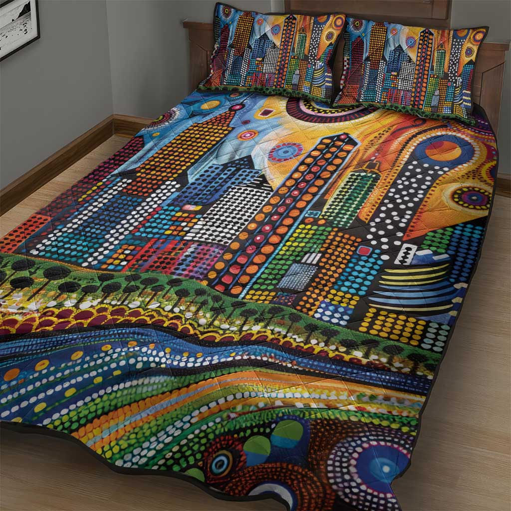 The Gold Coast Queensland Quilt Bed Set Australian Landscapes Aboriginal Dot Painting