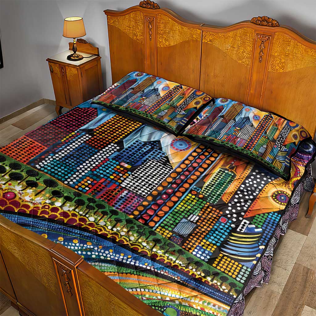 The Gold Coast Queensland Quilt Bed Set Australian Landscapes Aboriginal Dot Painting