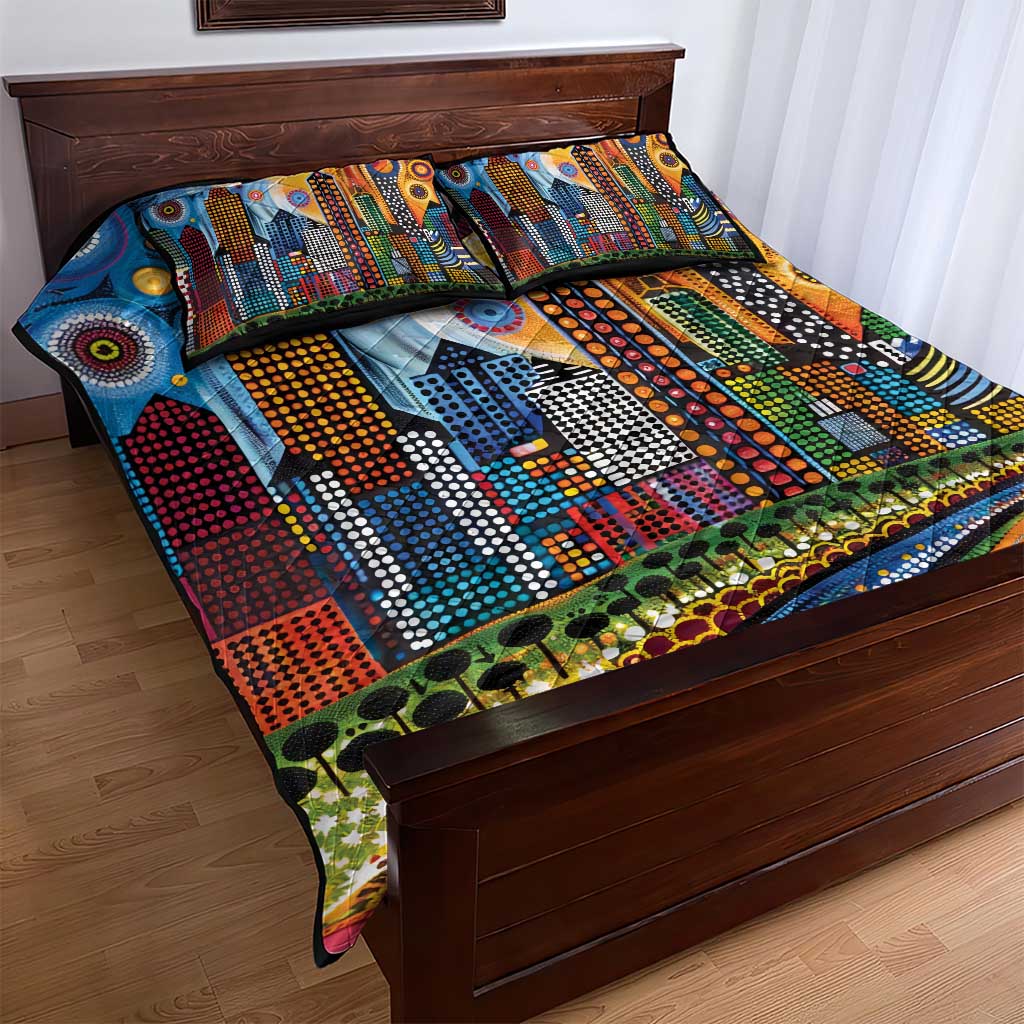 The Gold Coast Queensland Quilt Bed Set Australian Landscapes Aboriginal Dot Painting