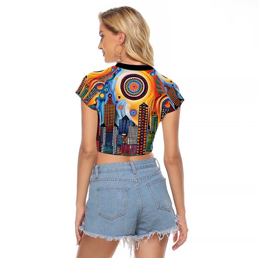 The Gold Coast Queensland Raglan Cropped T Shirt Australian Landscapes Aboriginal Dot Painting