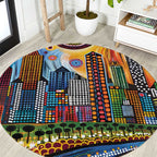 The Gold Coast Queensland Round Carpet Australian Landscapes Aboriginal Dot Painting