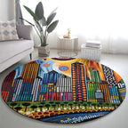 The Gold Coast Queensland Round Carpet Australian Landscapes Aboriginal Dot Painting