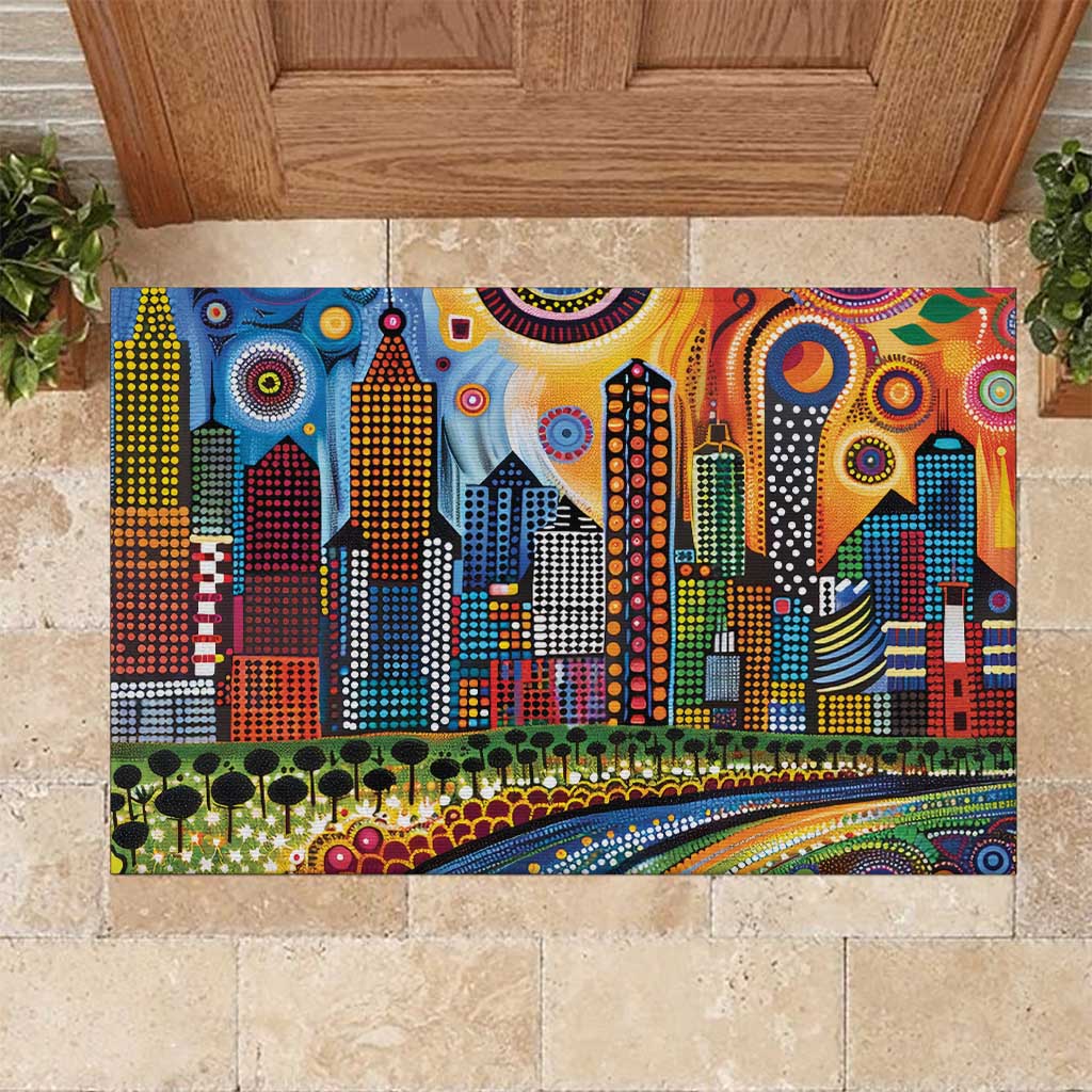 The Gold Coast Queensland Rubber Doormat Australian Landscapes Aboriginal Dot Painting