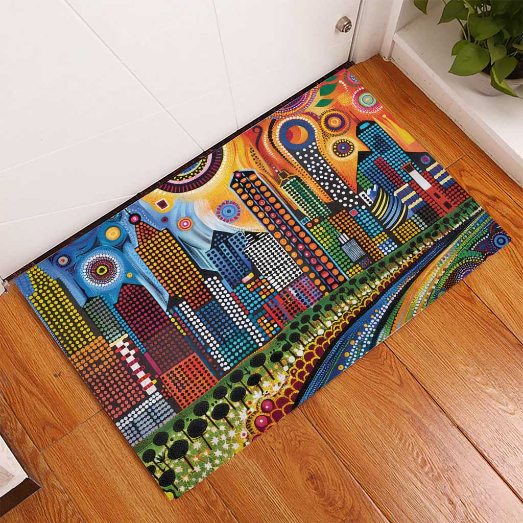 The Gold Coast Queensland Rubber Doormat Australian Landscapes Aboriginal Dot Painting