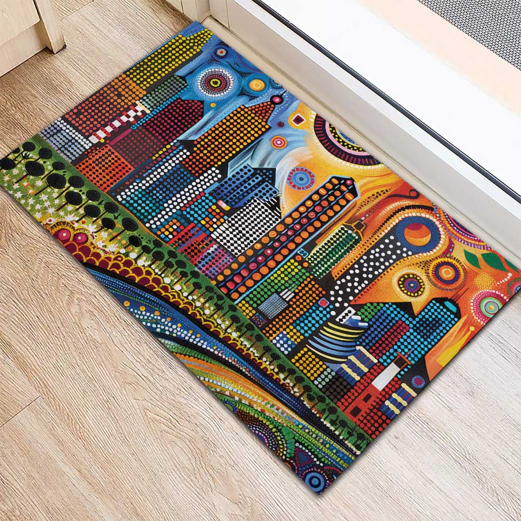 The Gold Coast Queensland Rubber Doormat Australian Landscapes Aboriginal Dot Painting