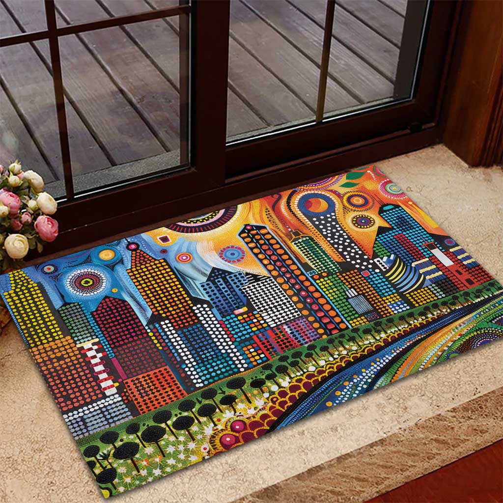 The Gold Coast Queensland Rubber Doormat Australian Landscapes Aboriginal Dot Painting