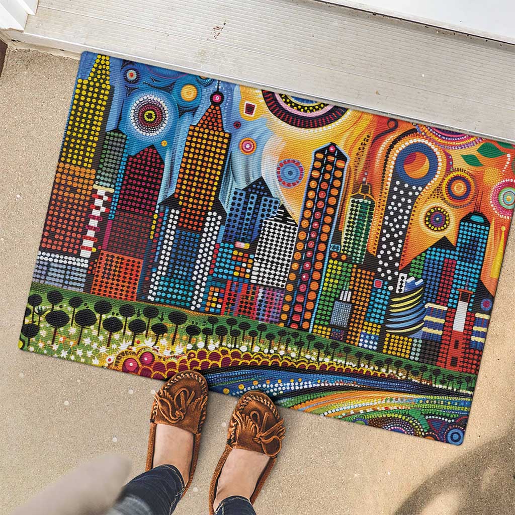 The Gold Coast Queensland Rubber Doormat Australian Landscapes Aboriginal Dot Painting