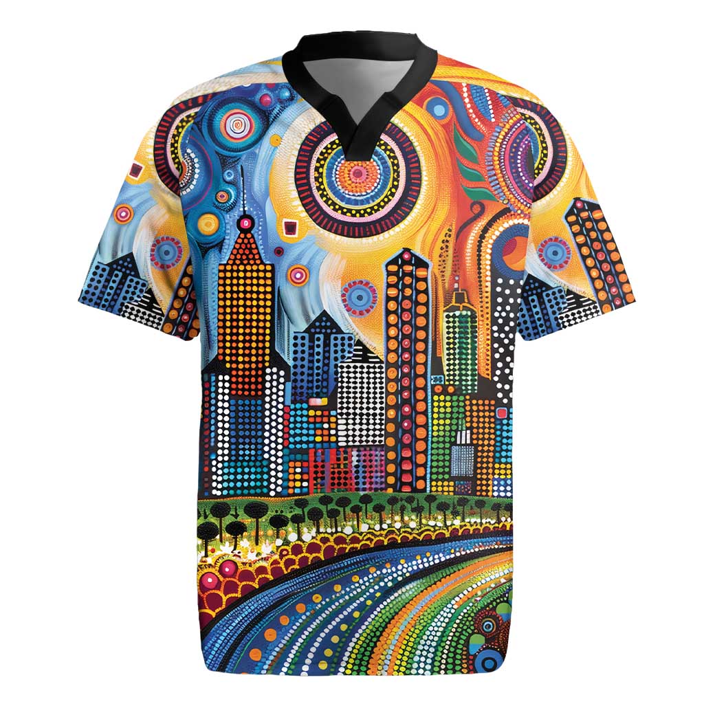 The Gold Coast Queensland Rugby Jersey Australian Landscapes Aboriginal Dot Painting