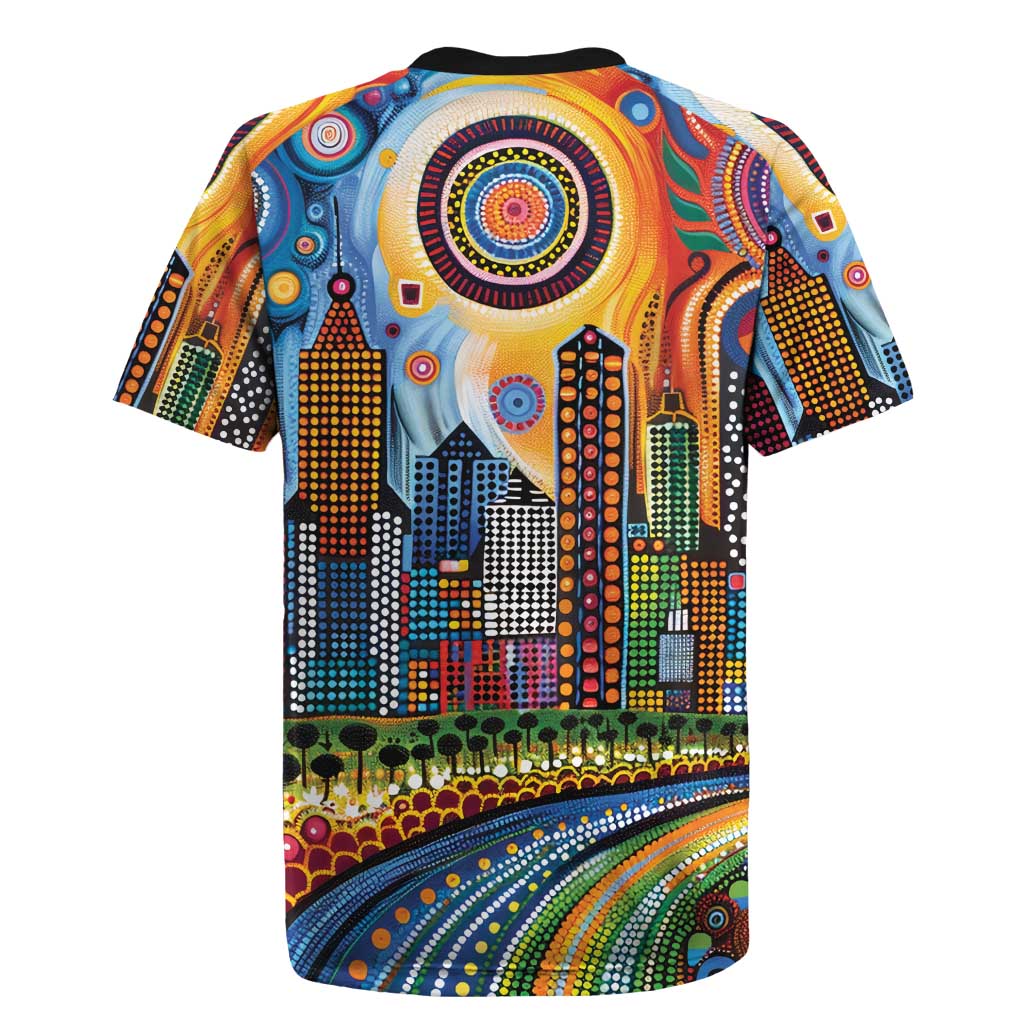 The Gold Coast Queensland Rugby Jersey Australian Landscapes Aboriginal Dot Painting