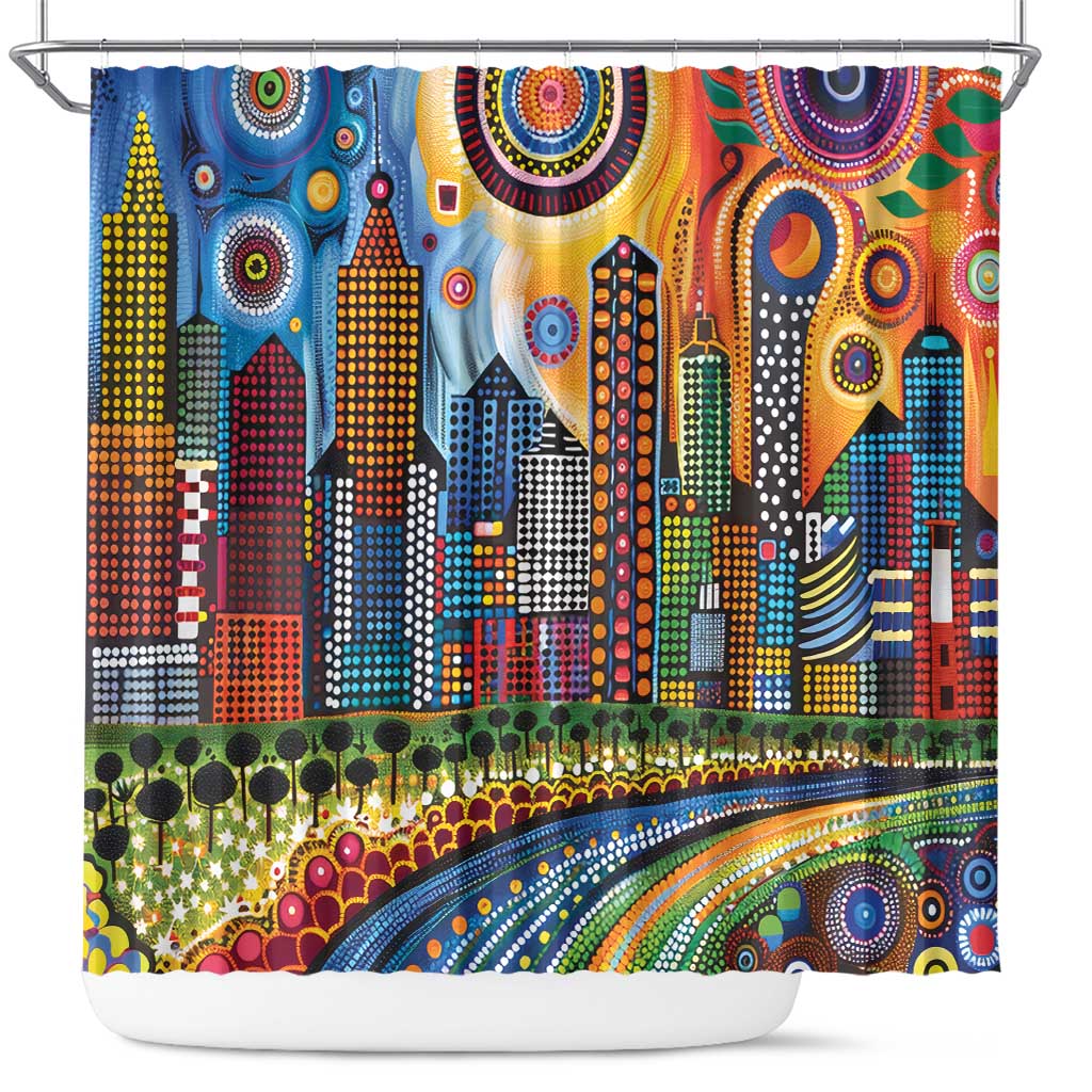 The Gold Coast Queensland Shower Curtain Australian Landscapes Aboriginal Dot Painting