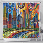 The Gold Coast Queensland Shower Curtain Australian Landscapes Aboriginal Dot Painting