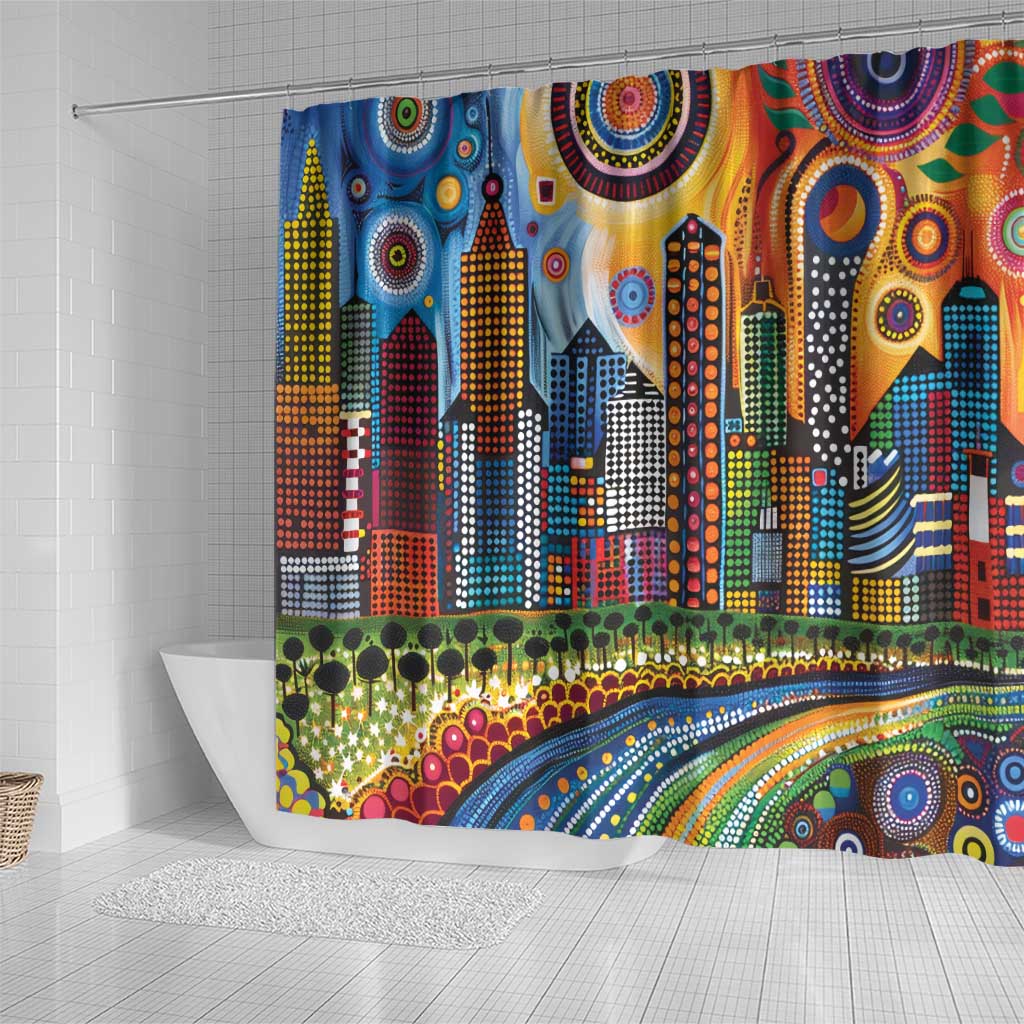The Gold Coast Queensland Shower Curtain Australian Landscapes Aboriginal Dot Painting