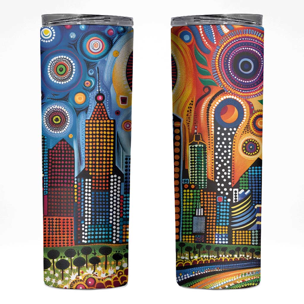 The Gold Coast Queensland Skinny Tumbler Australian Landscapes Aboriginal Dot Painting