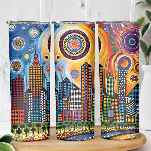 The Gold Coast Queensland Skinny Tumbler Australian Landscapes Aboriginal Dot Painting