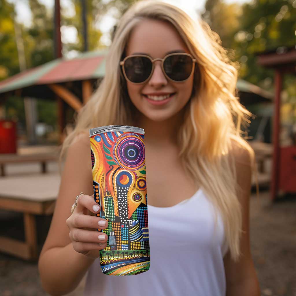 The Gold Coast Queensland Skinny Tumbler Australian Landscapes Aboriginal Dot Painting