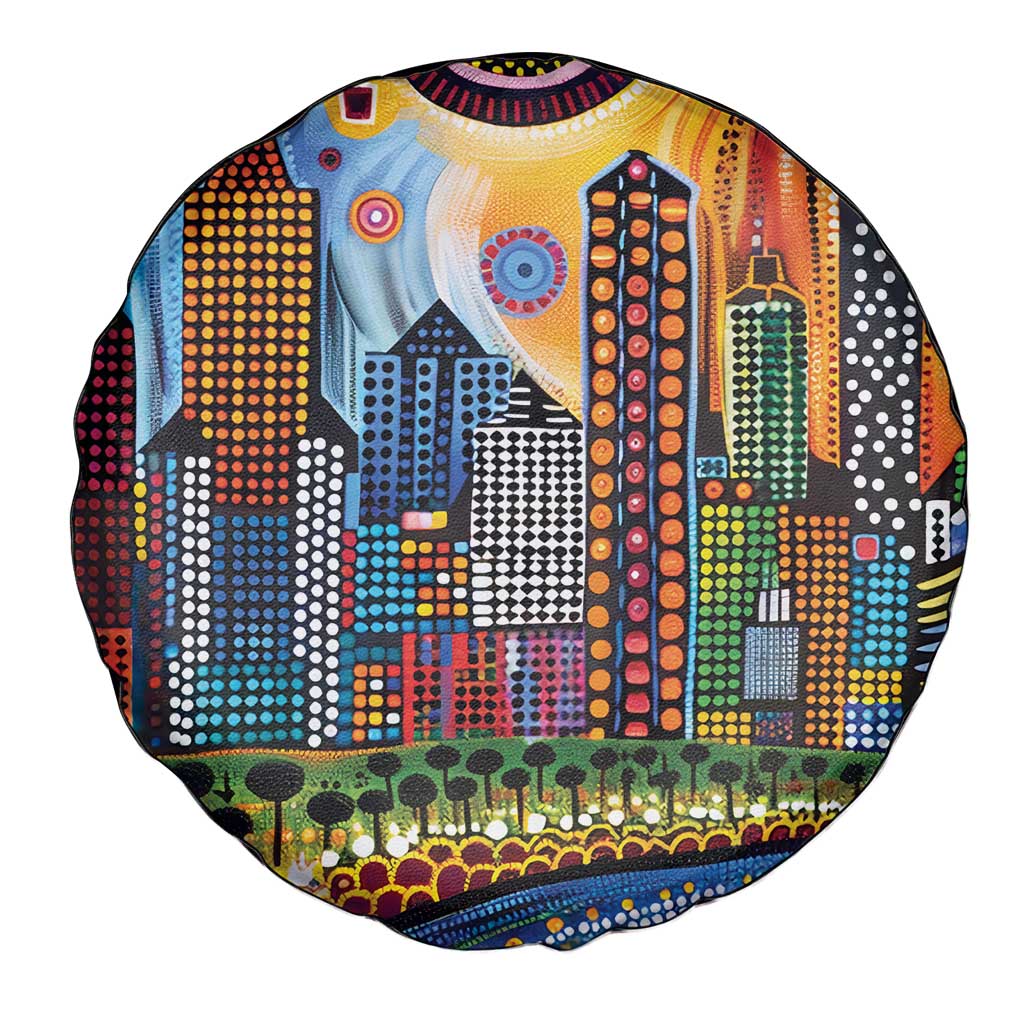 The Gold Coast Queensland Spare Tire Cover Australian Landscapes Aboriginal Dot Painting