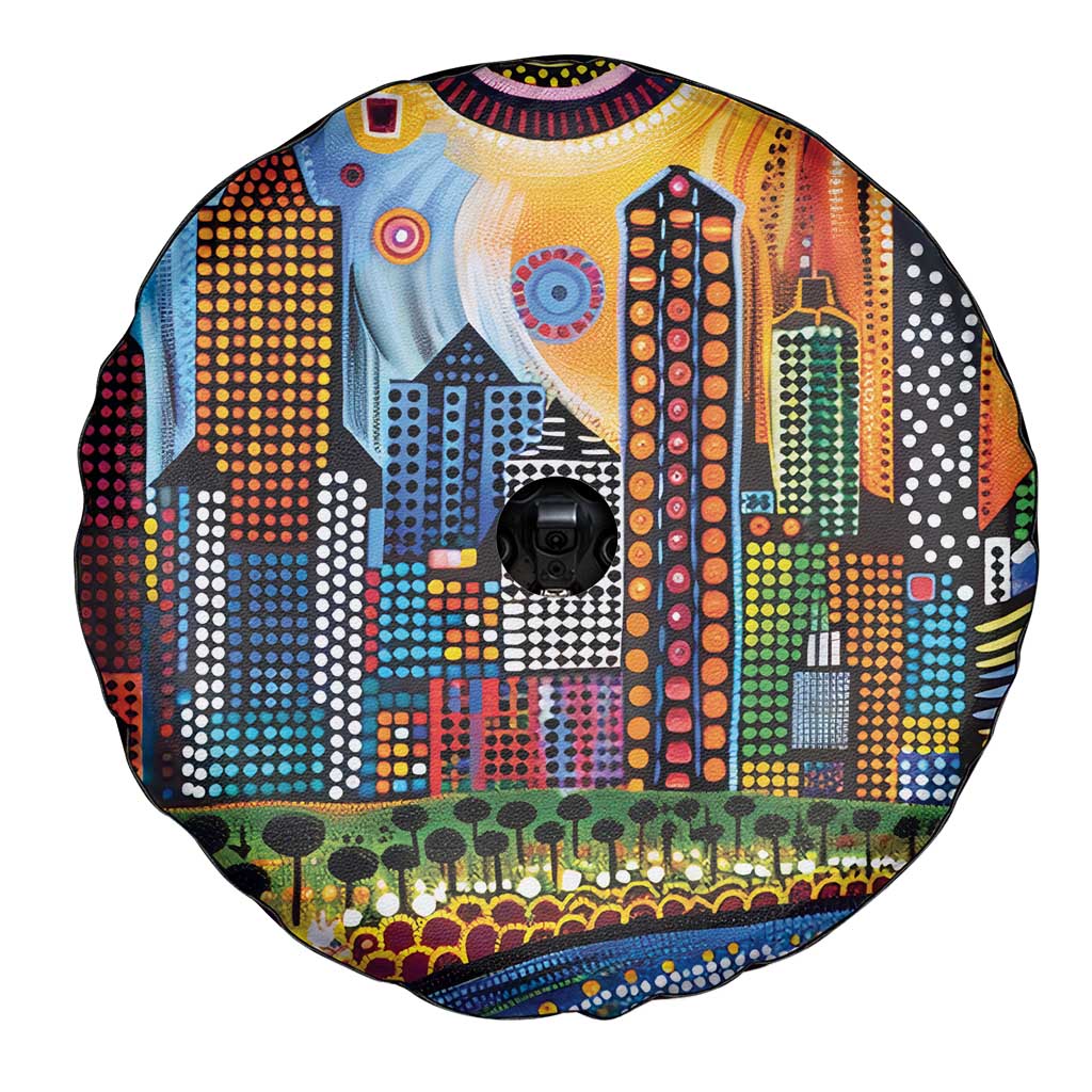 The Gold Coast Queensland Spare Tire Cover Australian Landscapes Aboriginal Dot Painting