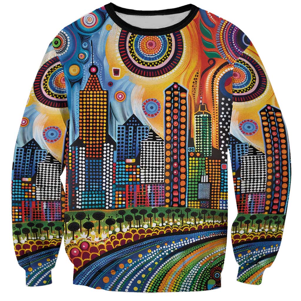 The Gold Coast Queensland Sweatshirt Australian Landscapes Aboriginal Dot Painting
