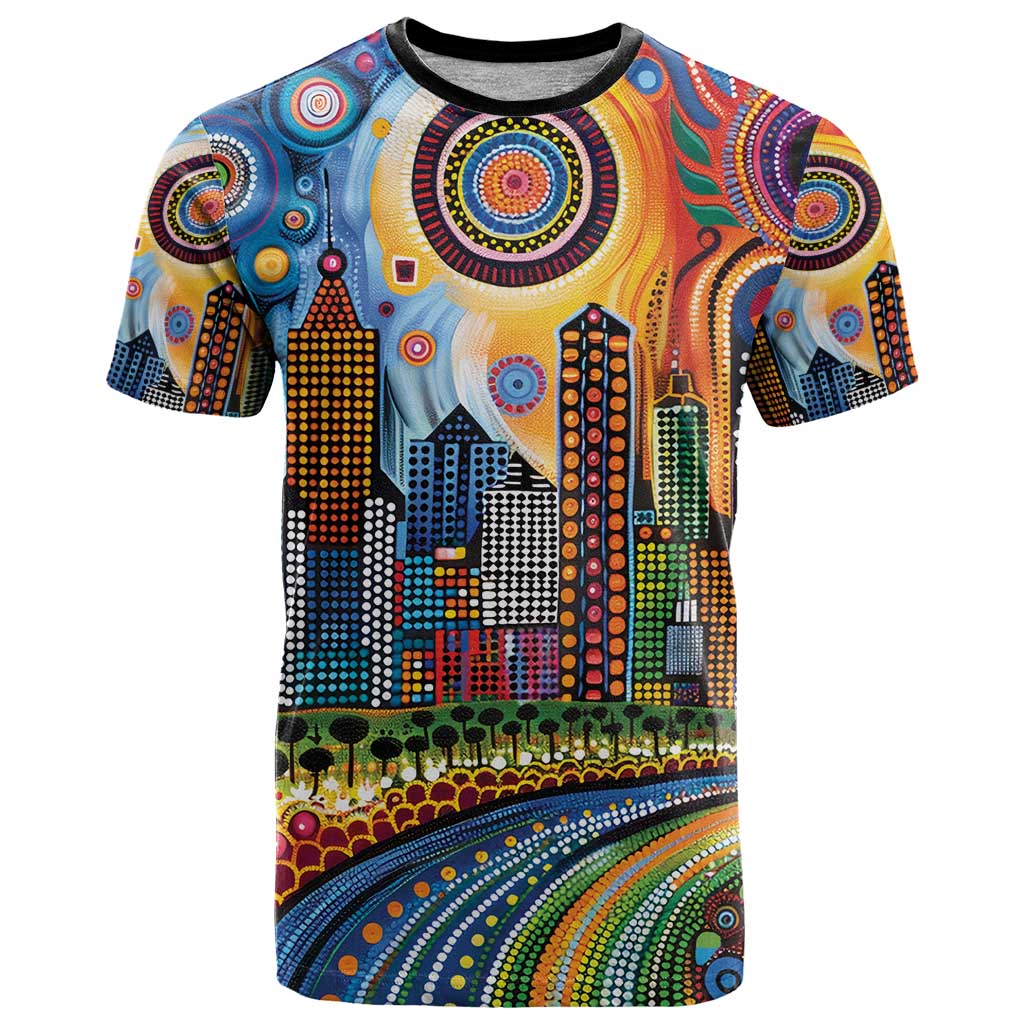 The Gold Coast Queensland T Shirt Australian Landscapes Aboriginal Dot Painting
