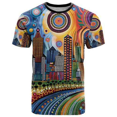The Gold Coast Queensland T Shirt Australian Landscapes Aboriginal Dot Painting