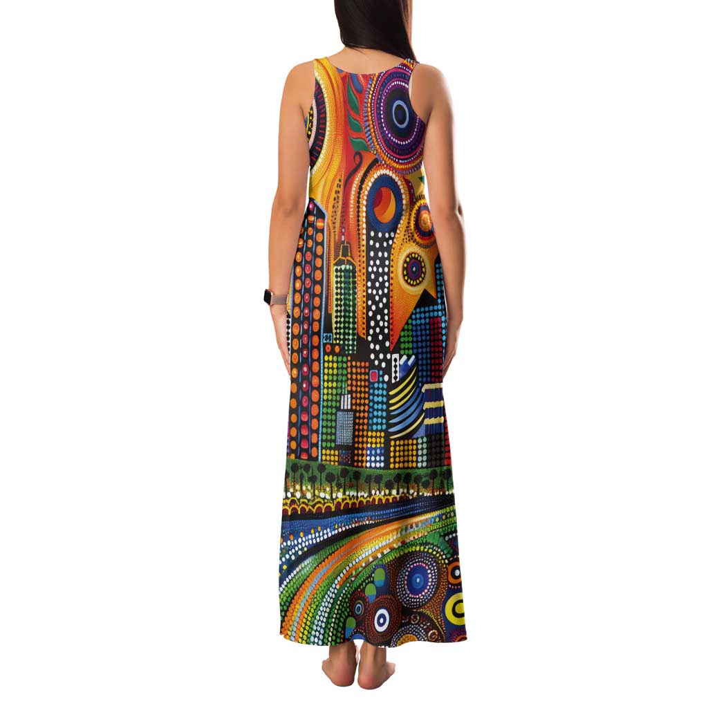The Gold Coast Queensland Tank Maxi Dress Australian Landscapes Aboriginal Dot Painting