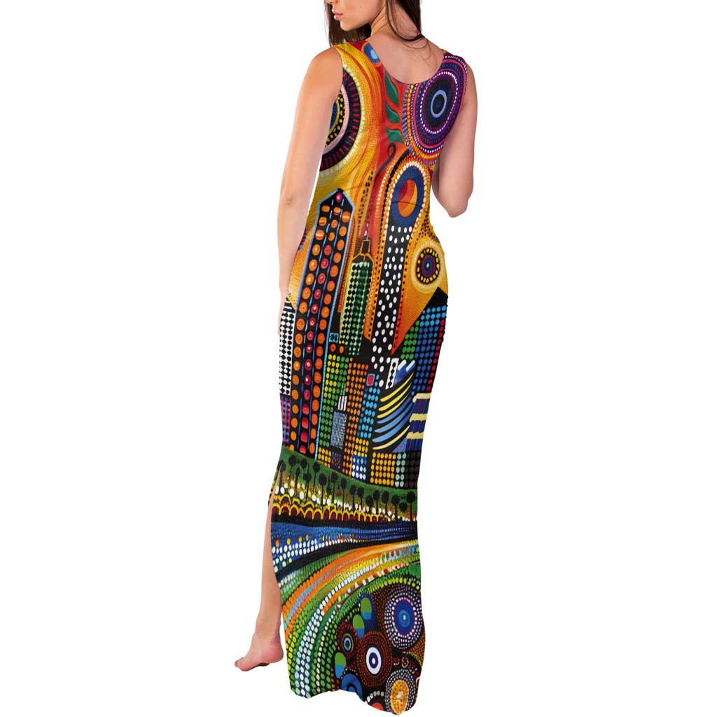 The Gold Coast Queensland Tank Maxi Dress Australian Landscapes Aboriginal Dot Painting