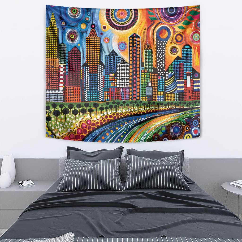 The Gold Coast Queensland Tapestry Australian Landscapes Aboriginal Dot Painting