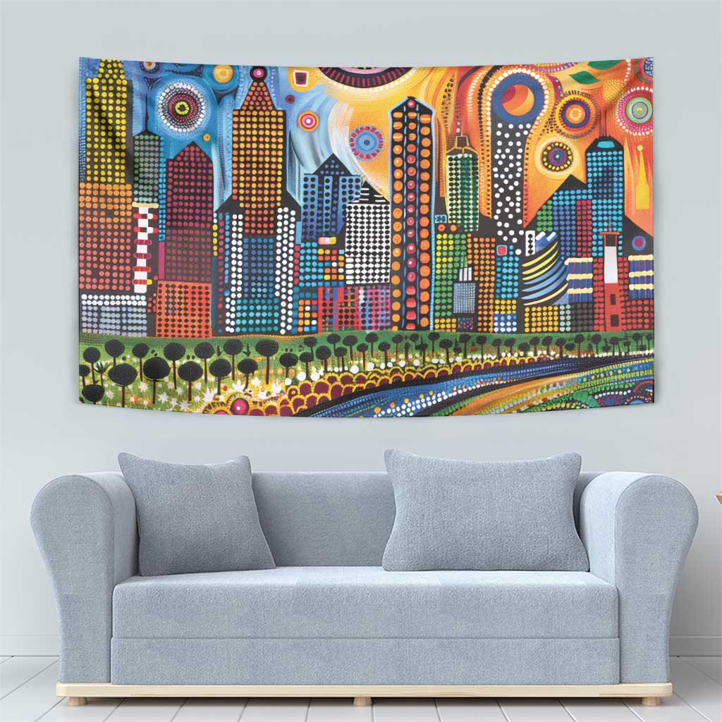 The Gold Coast Queensland Tapestry Australian Landscapes Aboriginal Dot Painting