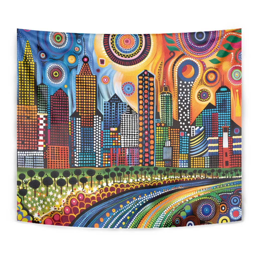 The Gold Coast Queensland Tapestry Australian Landscapes Aboriginal Dot Painting