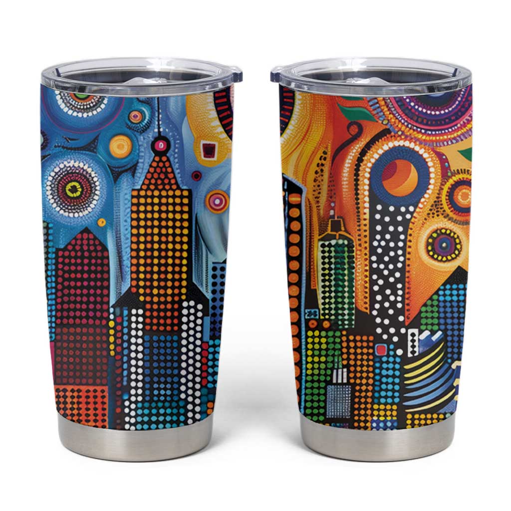 The Gold Coast Queensland Tumbler Cup Australian Landscapes Aboriginal Dot Painting