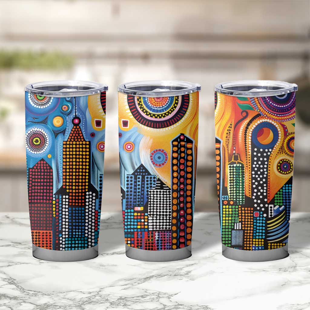 The Gold Coast Queensland Tumbler Cup Australian Landscapes Aboriginal Dot Painting