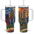 The Gold Coast Queensland Tumbler With Handle Australian Landscapes Aboriginal Dot Painting