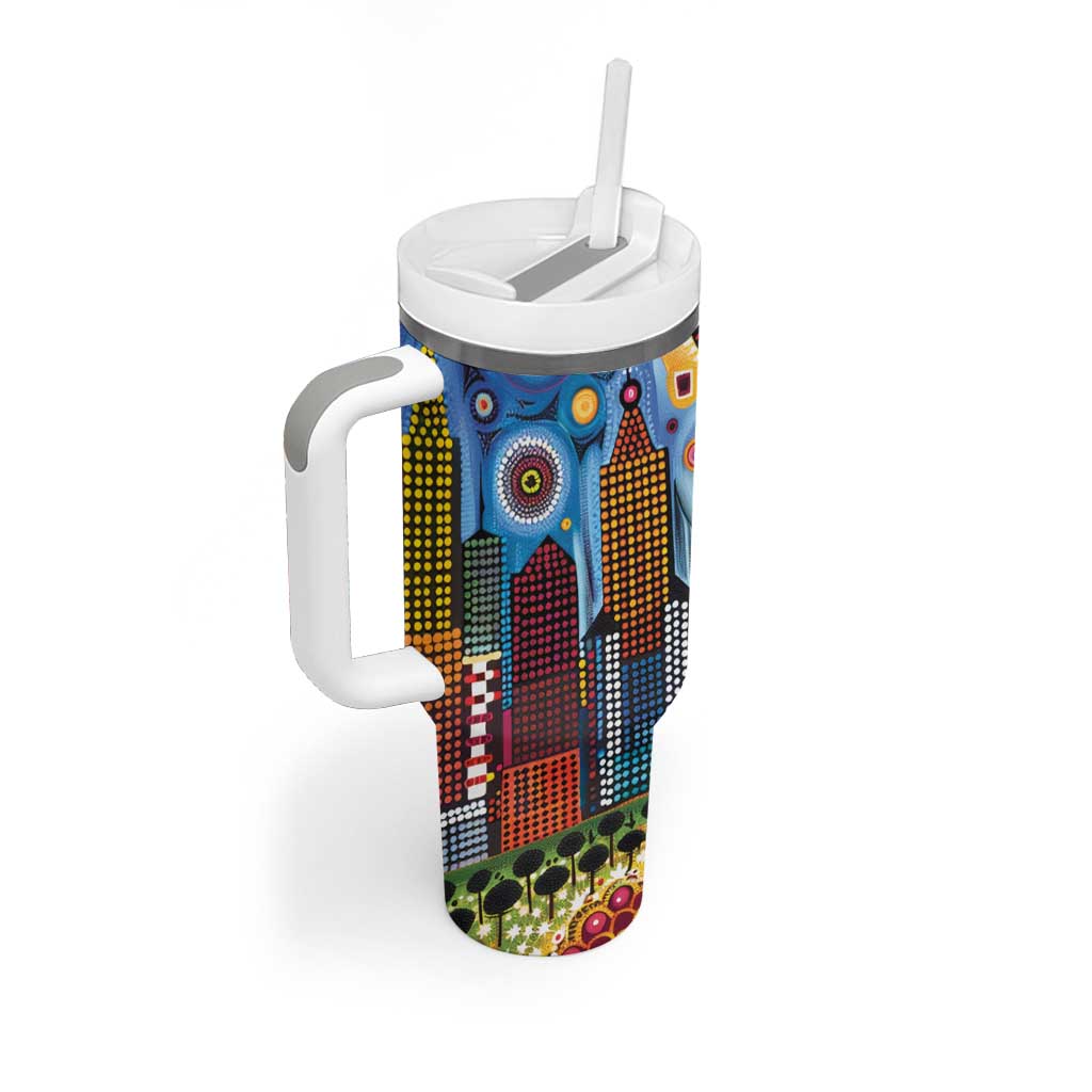 The Gold Coast Queensland Tumbler With Handle Australian Landscapes Aboriginal Dot Painting