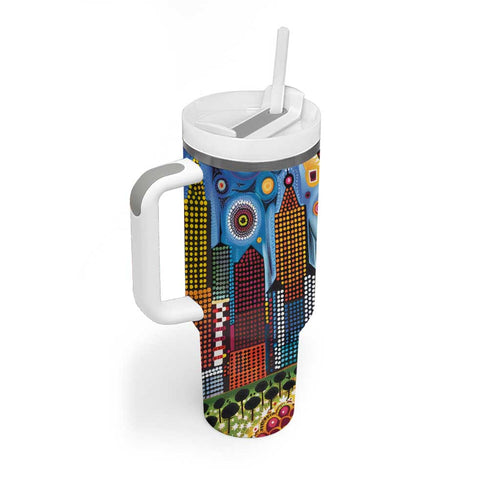 The Gold Coast Queensland Tumbler With Handle Australian Landscapes Aboriginal Dot Painting