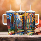 The Gold Coast Queensland Tumbler With Handle Australian Landscapes Aboriginal Dot Painting