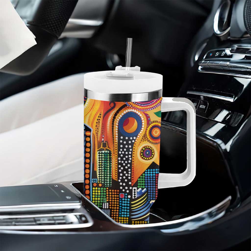 The Gold Coast Queensland Tumbler With Handle Australian Landscapes Aboriginal Dot Painting