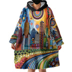 The Gold Coast Queensland Wearable Blanket Hoodie Australian Landscapes Aboriginal Dot Painting