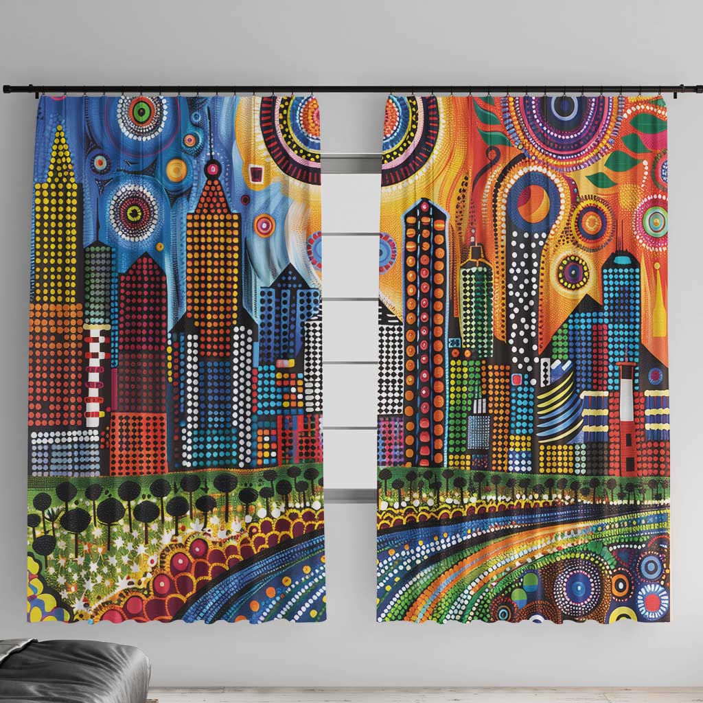 The Gold Coast Queensland Window Curtain Australian Landscapes Aboriginal Dot Painting