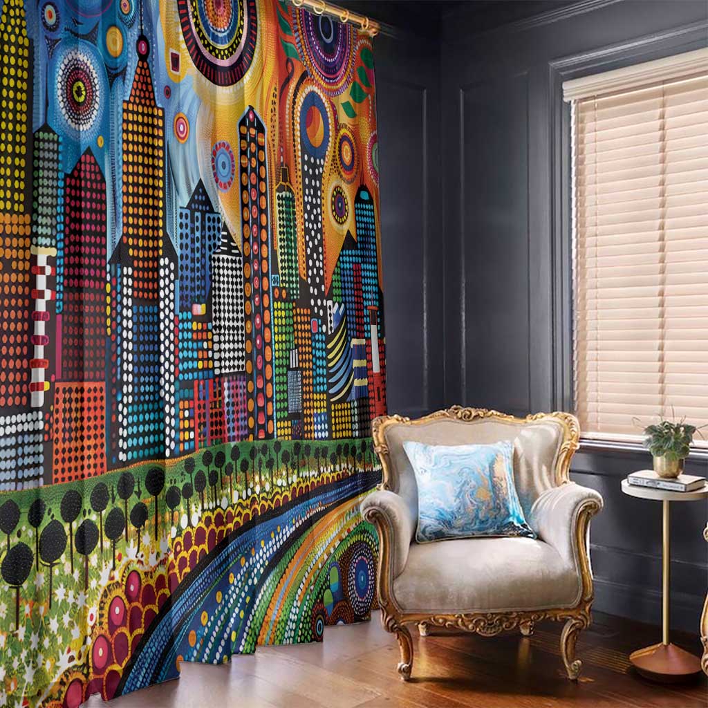 The Gold Coast Queensland Window Curtain Australian Landscapes Aboriginal Dot Painting