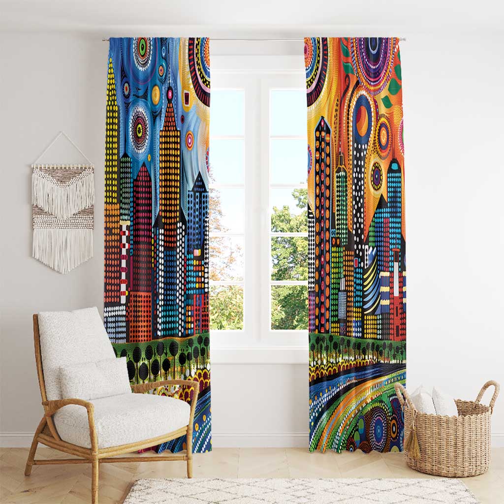 The Gold Coast Queensland Window Curtain Australian Landscapes Aboriginal Dot Painting