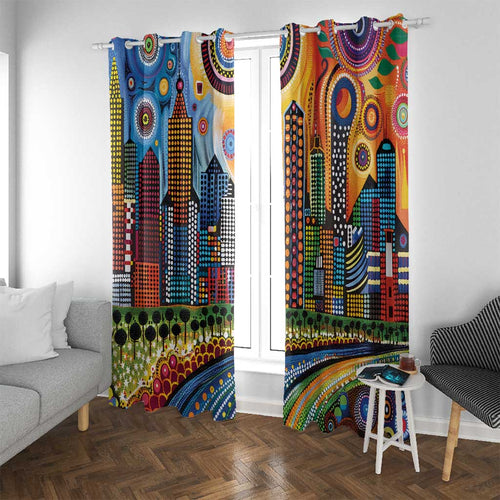 The Gold Coast Queensland Window Curtain Australian Landscapes Aboriginal Dot Painting