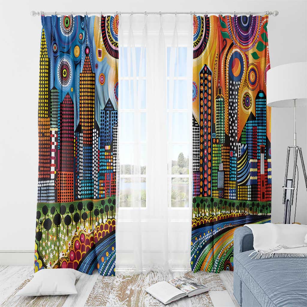 The Gold Coast Queensland Window Curtain Australian Landscapes Aboriginal Dot Painting